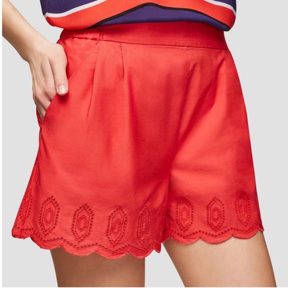 NWOT Joe Fresh Bright Red Scalloped Eyelet Shorts - Picture 2 of 6